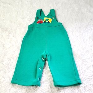 Vintage baby overalls dumbstruck green jumper infant 80s